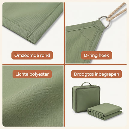 Cheqo® Schaduwdoek Driehoek Groen - Detail Split