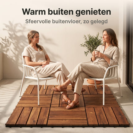 Cheqo Terrastegels Set van 9 Houten Vlondertegels - Lifestyle