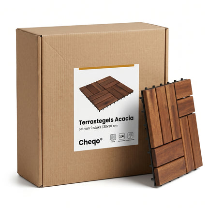 Cheqo Terrastegels Set van 9 Houten Vlondertegels - Verpakking