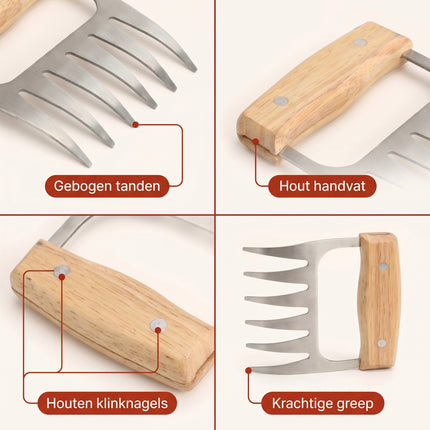 Cheqo® Vleesklauwen Set van 2 - Detail Split