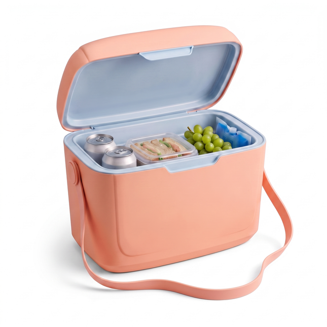 Cheqo® Koelbox Klein - Draagbare Koelbox zonder Stroom - Koelbox met Handvat en Deksel - Koelbox voor Picknick - Camping - Strand en Auto - Coolbox - Frigobox - Mini Koelbox voor Onderweg - Koeltas voor Lunch en Festival - Roze - Family Fix V2 - Hero Studio