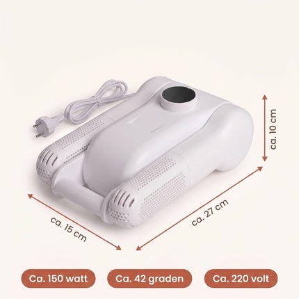 Cheqo® Schoenendroger - Elektrische Schoendroger - Schoenverfrisser - Schoendroger met Timer - Geurvreter voor Schoenen - Schoenverwarmer - Laarzendroger - Skischoendroger - Handschoenendroger - Verstelbare Schoenen Droger voor Sportschoenen - Fix V5 - Specs