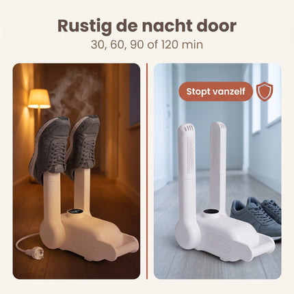 Cheqo® Schoenendroger - Elektrische Schoendroger - Schoenverfrisser - Schoendroger met Timer - Geurvreter voor Schoenen - Schoenverwarmer - Laarzendroger - Skischoendroger - Handschoenendroger - Verstelbare Schoenen Droger voor Sportschoenen - Fix V3 - Bezwaarkiller