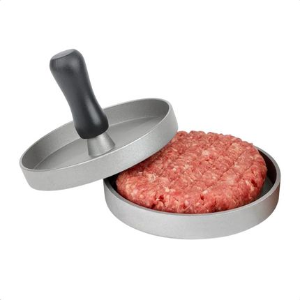 Cheqo® Hamburgerpers - Hamburger Pers - Hamburger Maker - Aluminium Hamburgermaker - Rond - Met Handvat