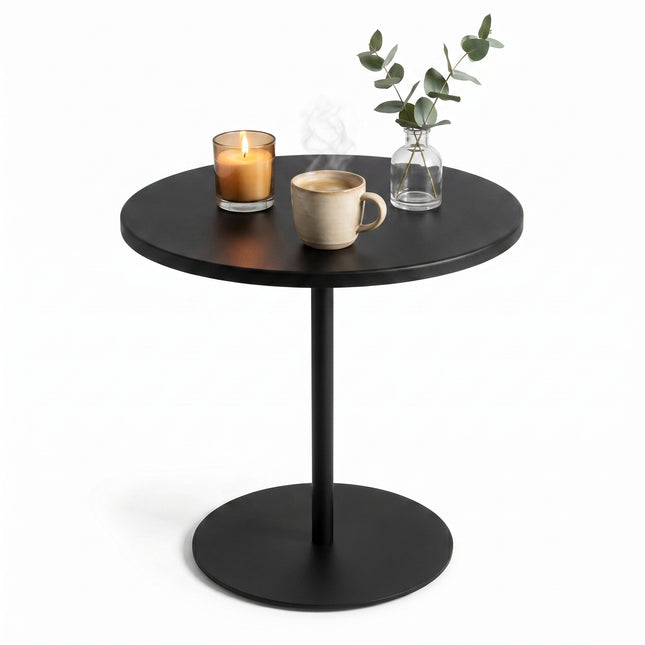 Cheqo® Bijzettafel Rond Zwart - Hero met styling