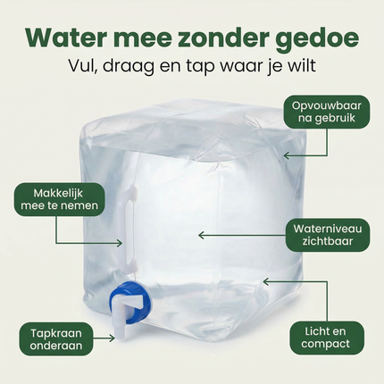Cheqo® Opvouwbare Watertank - Opvouwbare Jerrycan - Watertank met Kraan - Opvouwbare Jerrycan met Kraan - Watercontainer met Kraan - Opvouwbare Watercontainer - Waterzak Opvouwbaar - Drinkwater Container - Camping Watertank