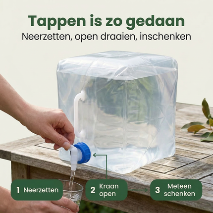 Cheqo® Opvouwbare Watertank - Opvouwbare Jerrycan - Watertank met Kraan - Opvouwbare Jerrycan met Kraan - Watercontainer met Kraan - Opvouwbare Watercontainer - Waterzak Opvouwbaar - Drinkwater Container - Camping Watertank