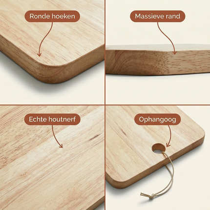 Cheqo® Houten Snijplank - Snijplank Hout - Snijplank - Keukenplank - Houten Keukenplank - Broodplank - Borrelplank - Tapasplank - Kaasplank - Serveerplank