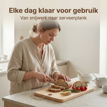 Cheqo® Houten Snijplank - Snijplank Hout - Snijplank - Keukenplank - Houten Keukenplank - Broodplank - Borrelplank - Tapasplank - Kaasplank - Serveerplank
