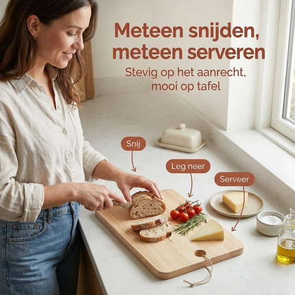 Cheqo® Houten Snijplank - Snijplank Hout - Snijplank - Keukenplank - Houten Keukenplank - Broodplank - Borrelplank - Tapasplank - Kaasplank - Serveerplank
