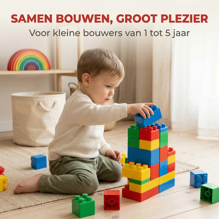 Cheqo® Mega Bouwblokken - Grote Bouwblokken - Bouwblokken Peuter - Bouwblokken 1 Jaar - Bouwblokken 2 Jaar - Bouwblokken 3 Jaar - Bouwblokken 4 Jaar - Bouwblokken 5 Jaar - Bouwblokken Baby - Eerste Bouwblokken