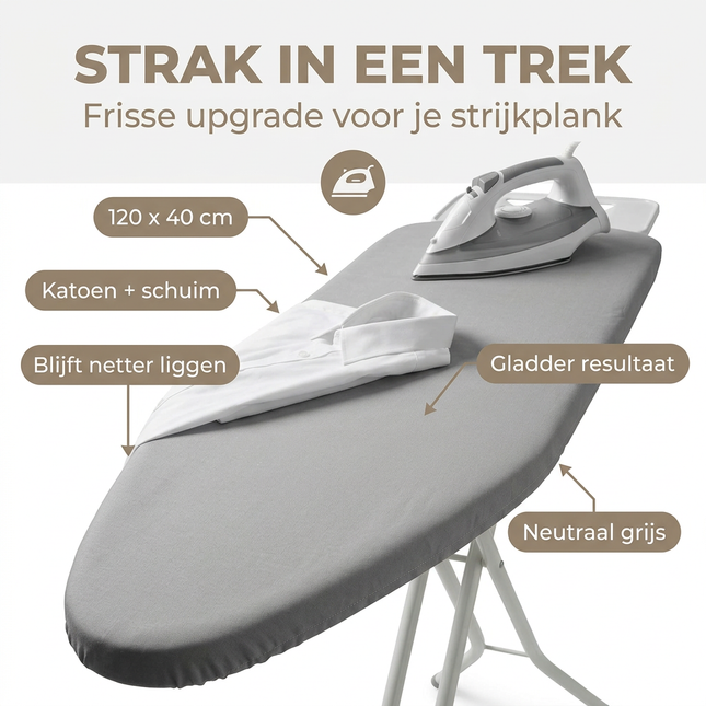 Cheqo® Strijkplankhoes - Strijkhoes - Strijkplankovertrek - Strijktafelhoes - Strijktafel Overtrek - Strijkplank Overtrek - Strijkplankhoes Universeel - Universele Strijkhoes