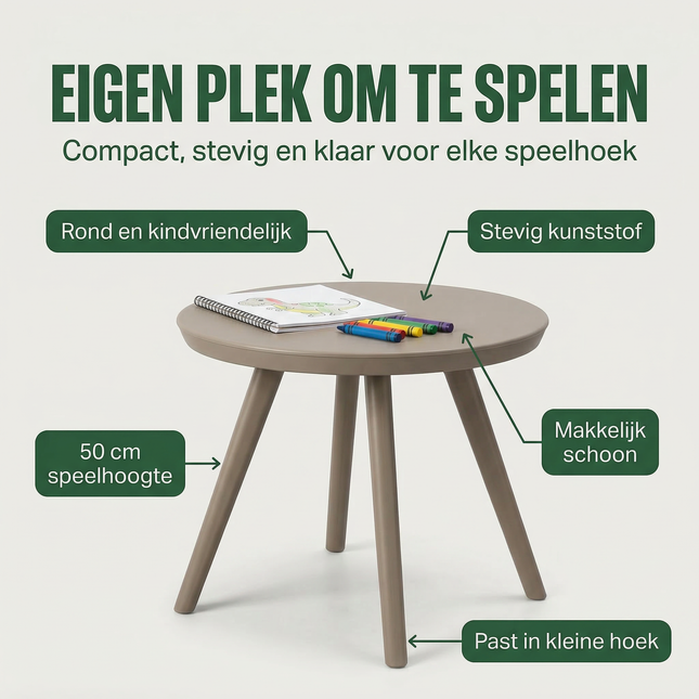 Cheqo® Kindertafel - Kinder Tafel - Kindertafeltje - Kinder Tafeltje - Ronde Kindertafel - Ronde Kinder Tafel - Kindertafel Rond - Speeltafel Kinderen - Speeltafeltje - Kindertafel Slaapkamer - Kindertafel Speelhoek