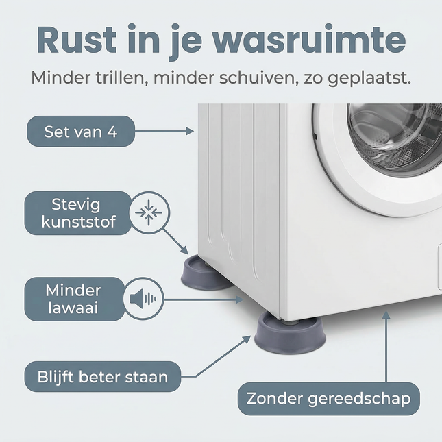Cheqo® Trillingsdempers Wasmachine - Wasmachine Dempers - Wasmachine Verhoger - Anti Trillingsdempers Wasmachine - Anti Vibratie Dempers Wasmachine - Wasmachine Voetjes - Wasmachine Pootjes - Demper Pads Wasmachine