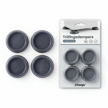 Cheqo® Trillingsdempers Wasmachine - Wasmachine Dempers - Wasmachine Verhoger - Anti Trillingsdempers Wasmachine - Anti Vibratie Dempers Wasmachine - Wasmachine Voetjes - Wasmachine Pootjes - Demper Pads Wasmachine