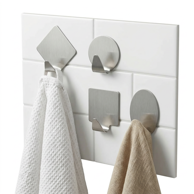 Cheqo® Handdoekhaakjes - Handdoekhaak - Handdoekhaakjes Set - Handdoekhaakjes 4 Stuks - Handdoekhaakjes Badkamer - Handdoekhaakjes Keuken - Wandhaakjes - Wandhaak Badkamer