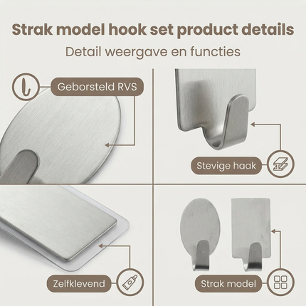 Cheqo® Handdoekhaakjes - Handdoekhaak - Handdoekhaakjes Set - Zelfklevende Handdoekhaakjes - Zelfklevende Haakjes - Plakhaakjes - Wandhaakjes - Wandhaak - Ophanghaakjes - Ophanghaken