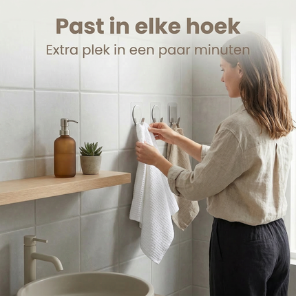 Cheqo® Handdoekhaakjes - Handdoekhaak - Handdoekhaakjes Set - Zelfklevende Handdoekhaakjes - Zelfklevende Haakjes - Plakhaakjes - Wandhaakjes - Wandhaak - Ophanghaakjes - Ophanghaken