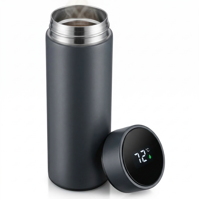 Cheqo® Thermosfles met Temperatuur Display - Slimme Thermosfles - Thermosfles met LCD Display - Thermosfles met LED Display - Thermofles met Temperatuur Aanduiding - Digitale Thermosfles - Thermosfles met Temperatuurmeter