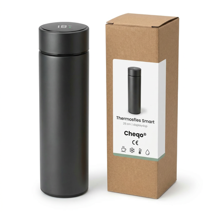 Cheqo® Thermosfles met Temperatuur Display - Slimme Thermosfles - Thermosfles met LCD Display - Thermosfles met LED Display - Thermofles met Temperatuur Aanduiding - Digitale Thermosfles - Thermosfles met Temperatuurmeter