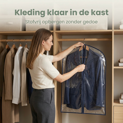 Cheqo® Kledinghoes met Rits - Kledinghoes - Kledingzak met Rits - Kledingzak - Beschermhoes Kleding - Kleding Beschermhoes - Kledinghoes Hanger - Kledinghoes Jurk - Kledinghoes Jas - Kledinghoes Pak