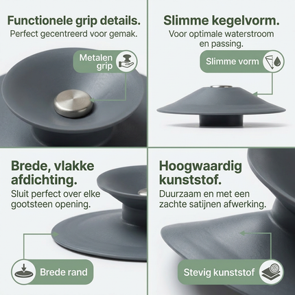 Cheqo® Gootsteenstop - Afvoerstop - Afvoerplug - Gootsteenstopper - Gootsteen Plug - Gootsteen Dop - Plugstop - Badstop - Wastafel Stop - Wastafel Plug - Spoelbak Stop - Wasbak Stop - Afvoerstop Keuken
