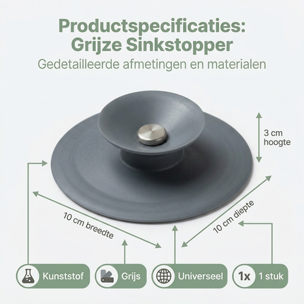 Cheqo® Gootsteenstop - Afvoerstop - Afvoerplug - Gootsteenstopper - Gootsteen Plug - Gootsteen Dop - Plugstop - Badstop - Wastafel Stop - Wastafel Plug - Spoelbak Stop - Wasbak Stop - Afvoerstop Keuken