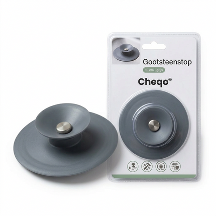 Cheqo® Gootsteenstop - Afvoerstop - Afvoerplug - Gootsteenstopper - Gootsteen Plug - Gootsteen Dop - Plugstop - Badstop - Wastafel Stop - Wastafel Plug - Spoelbak Stop - Wasbak Stop - Afvoerstop Keuken