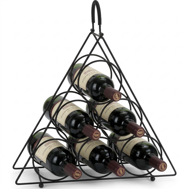 Cheqo® Wijnrek 6 Flessen - Wijnrek Zwart - Flessenrek Wijn - Flessenrek 6 Flessen - Wijnfleshouder - Wijnflessenrek - Wijnrek Metaal Zwart - Metalen Wijnrek - Wijnrek - Flessenrek Zwart - Wijnrek Staand
