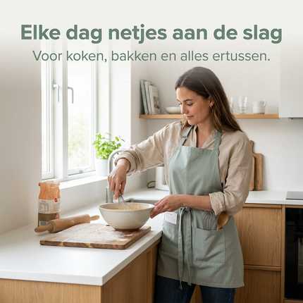 Cheqo® Schort - Keukenschort - Schort Mint - Schort Keuken - Schort Koken - Kookschort - Schort Bakken - Schort Dames - Schort Heren - Schort Volwassenen - Schort Unisex