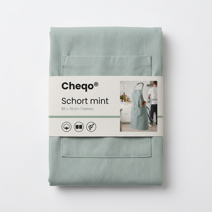 Cheqo® Schort - Keukenschort - Schort Mint - Schort Keuken - Schort Koken - Kookschort - Schort Bakken - Schort Dames - Schort Heren - Schort Volwassenen - Schort Unisex