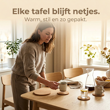 Cheqo® Kurken Onderzetters - Onderzetters Kurk - Onderzetters voor Glazen - Coasters - Onderzetters Set - Onderzetters Rond - Onderzetters voor Bekers - Onderzetters voor Kopjes - Onderzetters voor Tafel