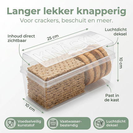 Cheqo® Cracker Bewaardoos - Crackerdoos - Knackebrod Bewaardoos - Knäckebröd Bewaardoos - Crackerbox - Vershouddoos Crackers - Bewaardoos Crackers - Bewaardoos Knäckebröd - Luchtdichte Crackerdoos