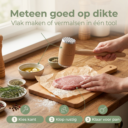 Cheqo® Vleeshamer - Vleesklopper - Vleesvermalser - Vleeshamer Dubbelzijdig - Dubbelzijdige Vleeshamer - Vleeshamer Keuken - Vleeshamer BBQ - Vleeshamer Schnitzel - Schnitzelhamer - Steakhamer