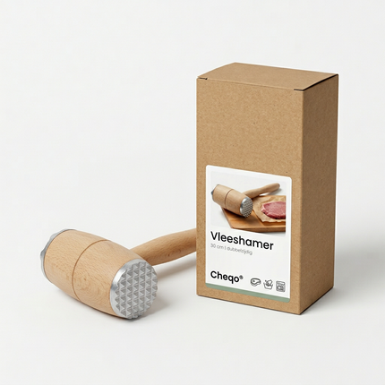 Cheqo® Vleeshamer - Vleesklopper - Vleesvermalser - Vleeshamer Dubbelzijdig - Dubbelzijdige Vleeshamer - Vleeshamer Keuken - Vleeshamer BBQ - Vleeshamer Schnitzel - Schnitzelhamer - Steakhamer