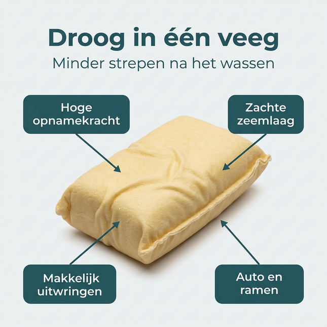 Cheqo® Zeemspons - Auto Zeemspons - Zeem Spons - Zeem Spons Auto - Zeemspons Auto - Leren Zeemspons - Gele Zeemspons - Zeemspons Geel - Zeemspons voor Auto - Zeemspons voor Ramen