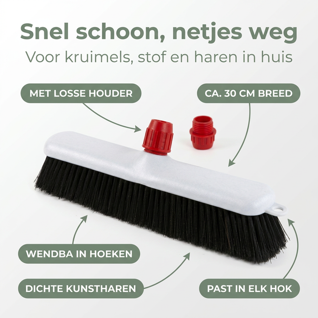 Cheqo® Kamerveger - Kamerveger met Steelhouder - Kamerveger met Houder - Stoffer met Steelhouder - Stoffer met Houder - Stoffer - Handstoffer - Veger - Kamerbezem - Bezem voor Binnen