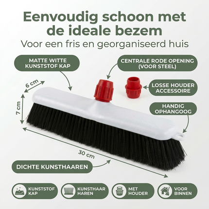 Cheqo® Kamerveger - Kamerveger met Steelhouder - Kamerveger met Houder - Stoffer met Steelhouder - Stoffer met Houder - Stoffer - Handstoffer - Veger - Kamerbezem - Bezem voor Binnen