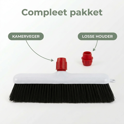 Cheqo® Kamerveger - Kamerveger met Steelhouder - Kamerveger met Houder - Stoffer met Steelhouder - Stoffer met Houder - Stoffer - Handstoffer - Veger - Kamerbezem - Bezem voor Binnen