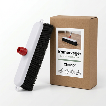 Cheqo® Kamerveger - Kamerveger met Steelhouder - Kamerveger met Houder - Stoffer met Steelhouder - Stoffer met Houder - Stoffer - Handstoffer - Veger - Kamerbezem - Bezem voor Binnen