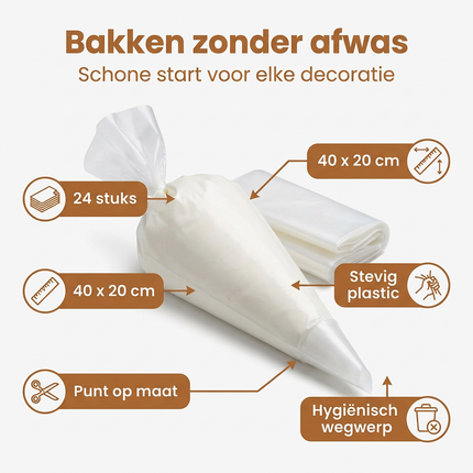 Cheqo® Wegwerp Spuitzakken - Spuitzakken - Spuitzak - Garneerzakken - Garneerzak - Icing Bag - Puntzak - Piping Bags - Slagroom Spuitzak