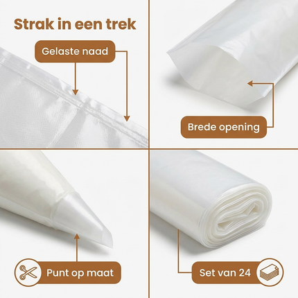Cheqo® Wegwerp Spuitzakken - Spuitzakken - Spuitzak - Garneerzakken - Garneerzak - Icing Bag - Puntzak - Piping Bags - Slagroom Spuitzak
