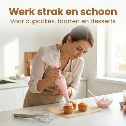 Cheqo® Wegwerp Spuitzakken - Spuitzakken - Spuitzak - Garneerzakken - Garneerzak - Icing Bag - Puntzak - Piping Bags - Slagroom Spuitzak