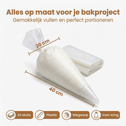 Cheqo® Wegwerp Spuitzakken - Spuitzakken - Spuitzak - Garneerzakken - Garneerzak - Icing Bag - Puntzak - Piping Bags - Slagroom Spuitzak