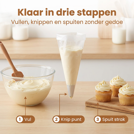 Cheqo® Wegwerp Spuitzakken - Spuitzakken - Spuitzak - Garneerzakken - Garneerzak - Icing Bag - Puntzak - Piping Bags - Slagroom Spuitzak