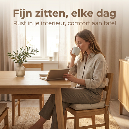 Cheqo® Stoelkussen - Zitkussen - Stoelkussen Beige - Zitkussen Beige - Zitkussen Stoel - Stoelkussen Eetkamer - Zitkussen Eetkamer - Tuinstoelkussen - Tuinstoelkussen Beige - Stoelkussen Vierkant