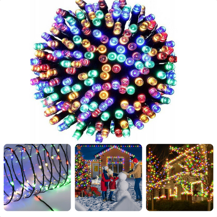 Cheqo® LED Verlichting 600 LED - 18m - Multicolor - 8 Lichtfuncties - Soft Wire - 3m Aanloopsnoer - Feestverlichting - Kerstverlichting - Tuinverlichting - Buitenverlichting - Gekleurde Kerstverlichting - Voor Binnen en Buiten Kerstboomverlichting