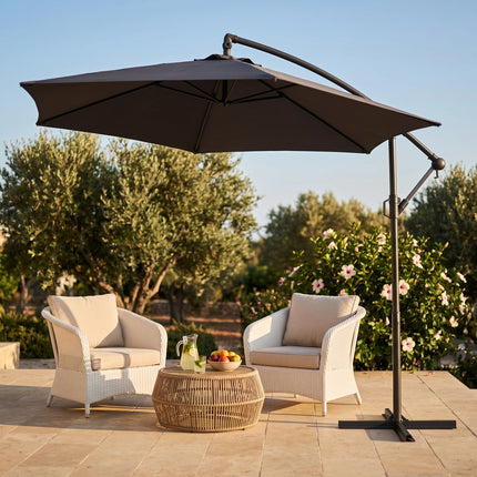 Cheqo® Zweefparasol Antraciet - Hero