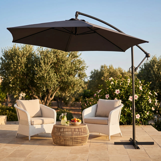 Cheqo® Zweefparasol Antraciet - Hero