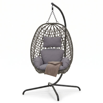 Cheqo® Hangstoel met Standaard - Egg Chair - Donkergrijs - Hero Studio